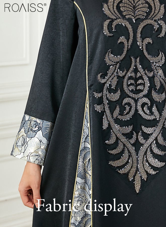 Abaya Style Exquisite Embroidered Patchwork Dress Loose A-Line Version Fashionable And Versatile Long Dress For Commuting And Formal Occasions