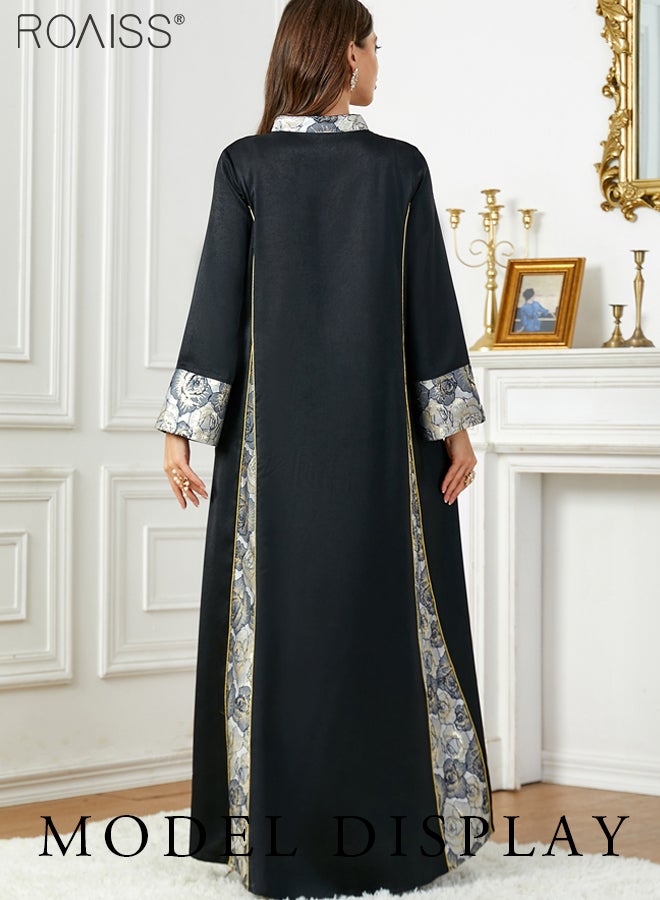 Abaya Style Exquisite Embroidered Patchwork Dress Loose A-Line Version Fashionable And Versatile Long Dress For Commuting And Formal Occasions