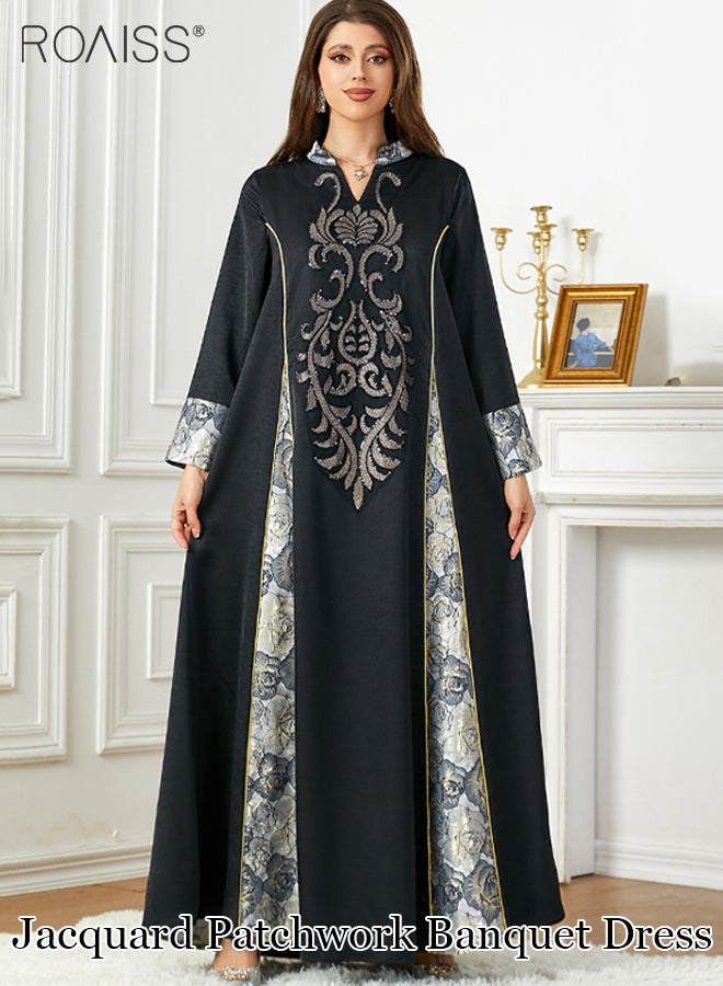 Abaya Style Exquisite Embroidered Patchwork Dress Loose A-Line Version Fashionable And Versatile Long Dress For Commuting And Formal Occasions