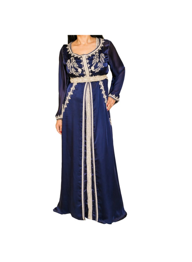 Embriodered Deatil Moroccan Kaftan Dark Blue