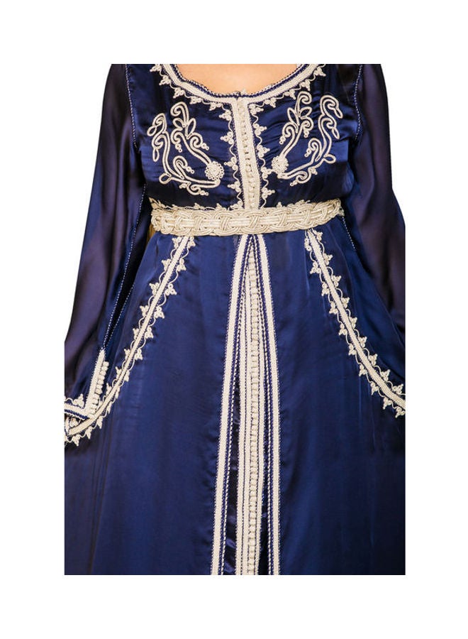 Embriodered Deatil Moroccan Kaftan Dark Blue