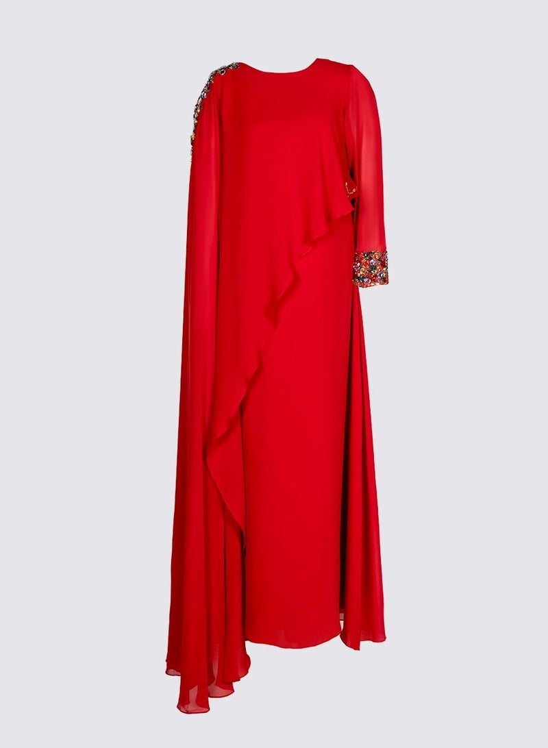 Flaura Cape Sleeve Studded Shoulder Kaftan