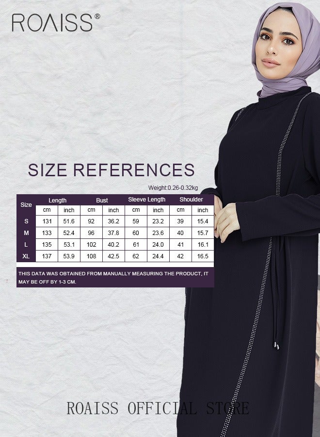 Women's Long-Sleeved Long Dress Hot Drill Stitching Bundle Waisted Robe Dress Side Two Drawstring Dress for Women Ladies