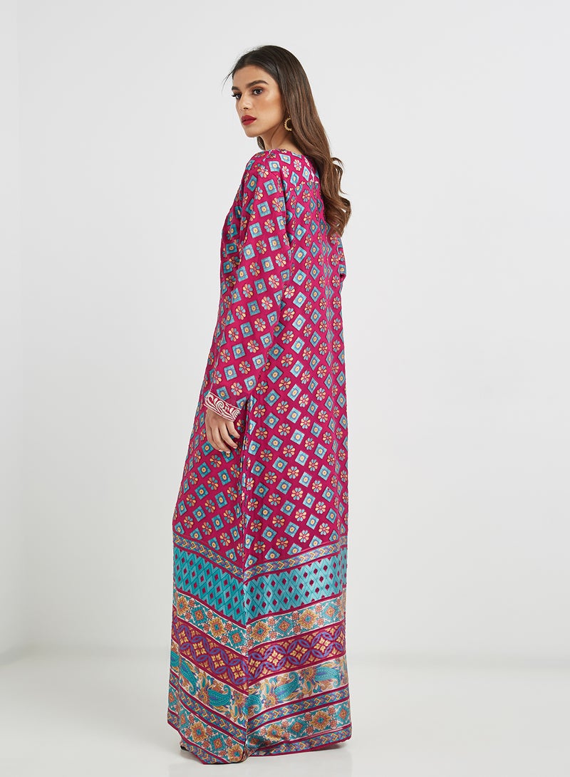 Traditional Round Neck Jalabiya Pink