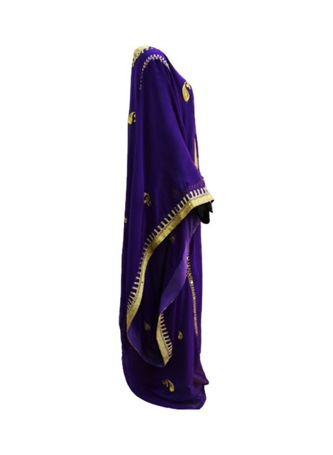 Al Darzy Long Sleeve Jalabiya Dress Purple/Gold