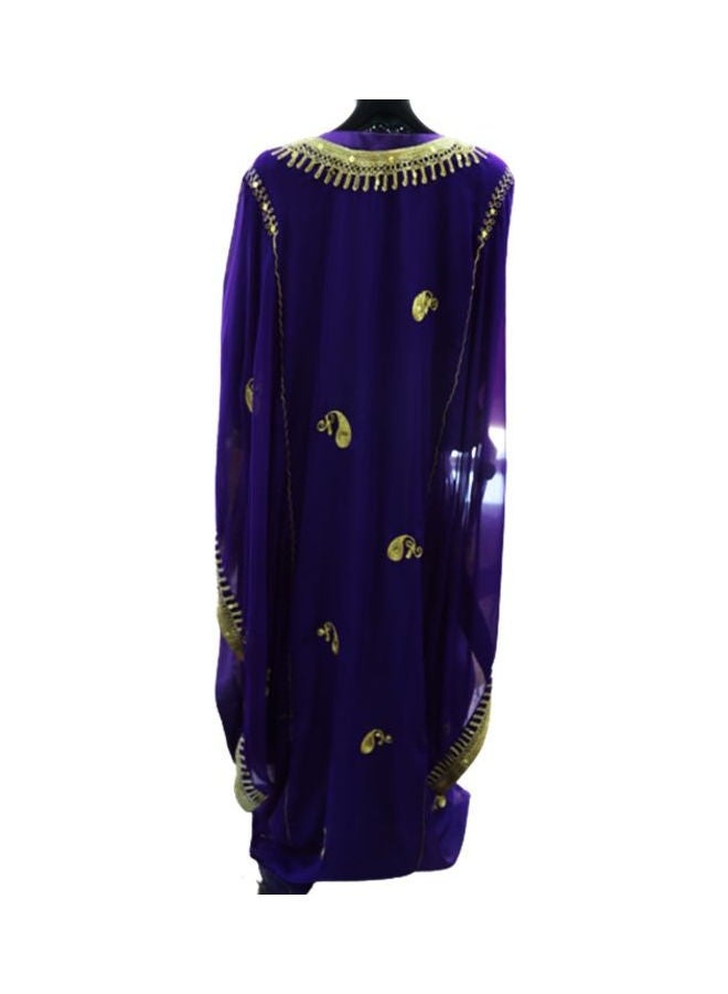 Al Darzy Long Sleeve Jalabiya Dress Purple/Gold