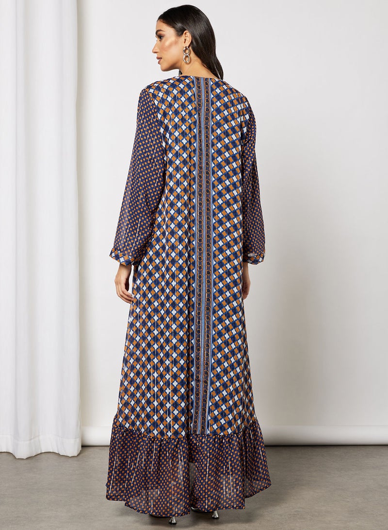 Sara Pinstripe - Quatrefoil Print Jalabiya