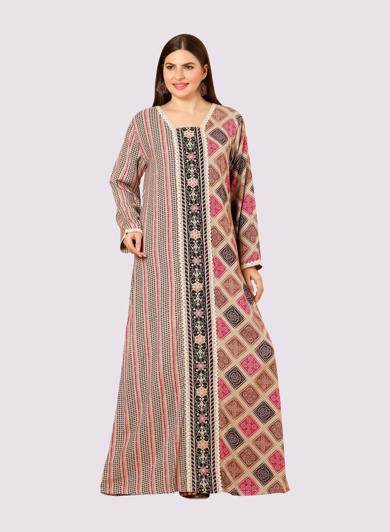 Sara Mixed Print Jalabiya