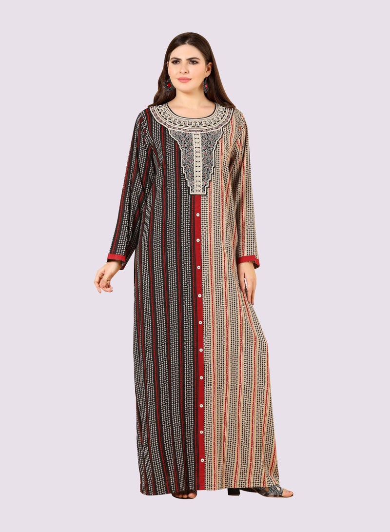 Sara Two-Tone Stripe Print Jalabiya