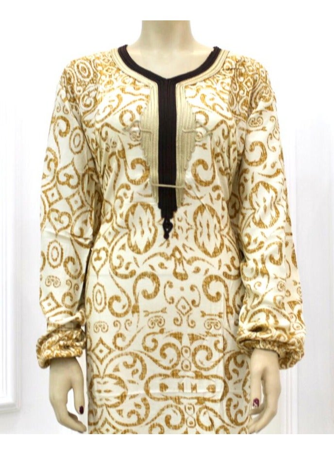 cotton Embellished Crew Neck Jalabiya