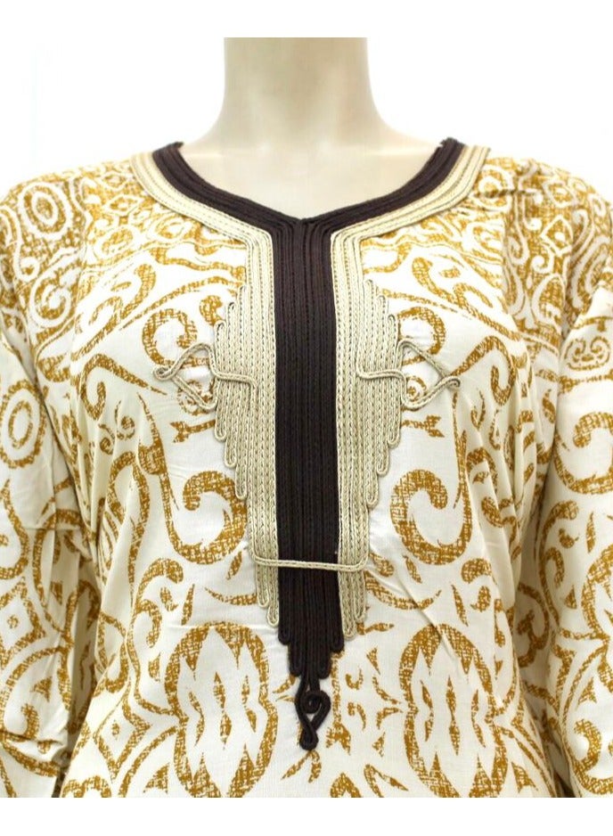 cotton Embellished Crew Neck Jalabiya