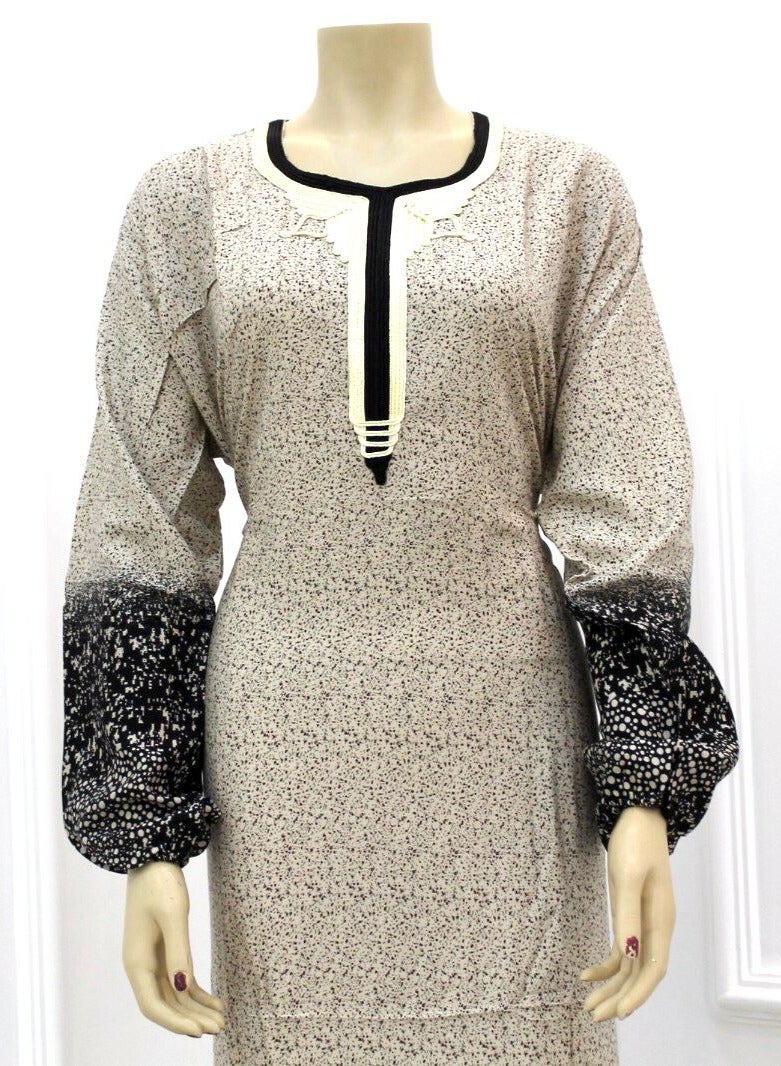 cotton Embellished Crew Neck Jalabiya