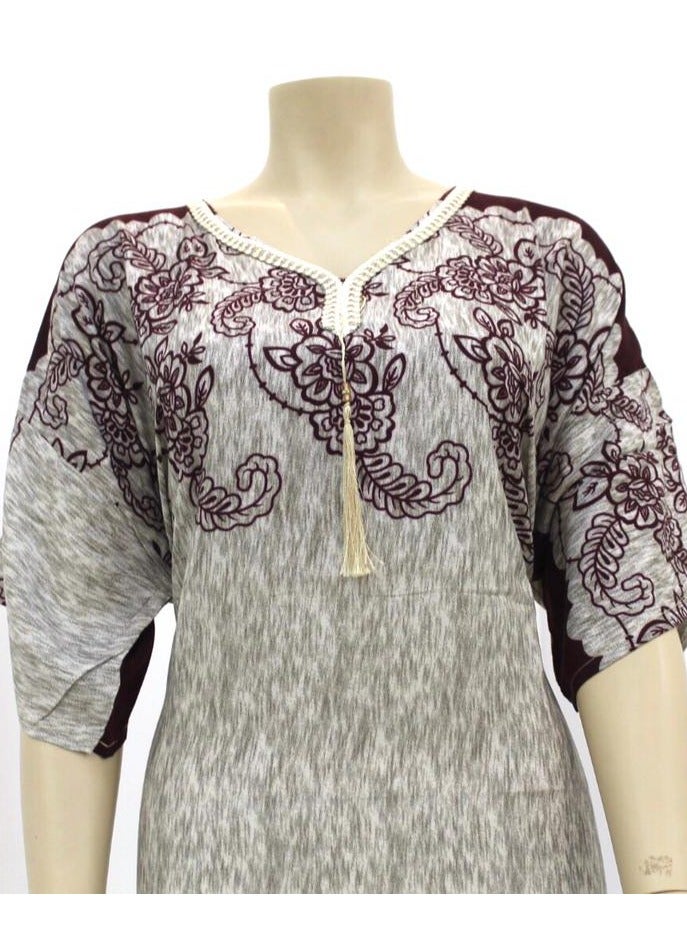 cotton Embellished Crew Neck Jalabiya