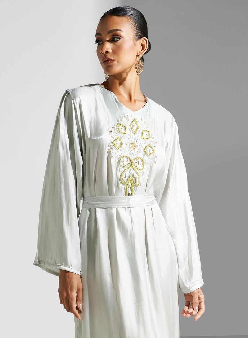 Embellished Belted Jalabiya