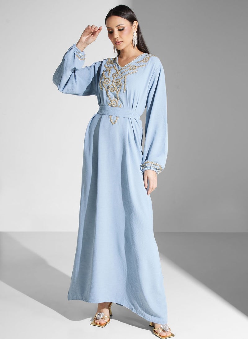 Embellished Belted Jalabiya