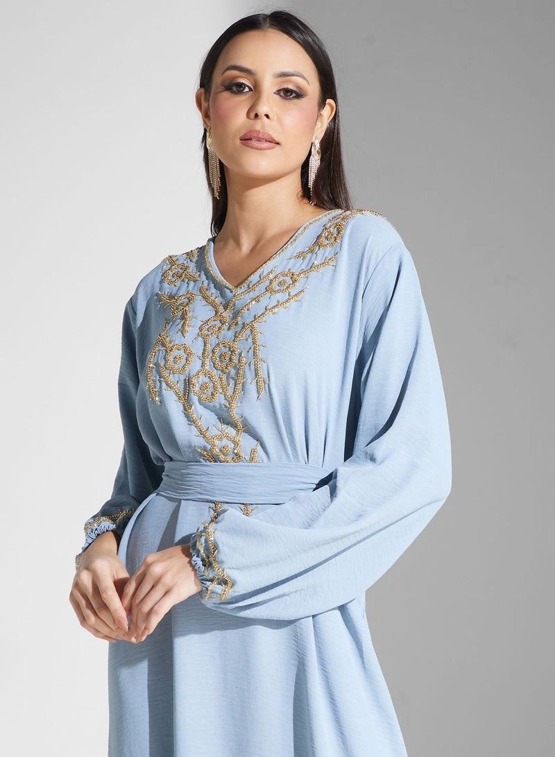 Embellished Belted Jalabiya