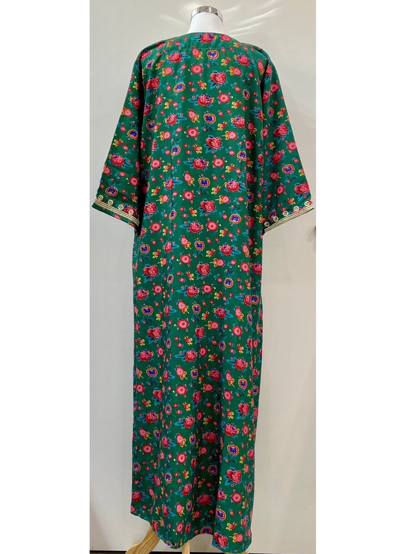 Jalabiya Embroided Dress Green Color