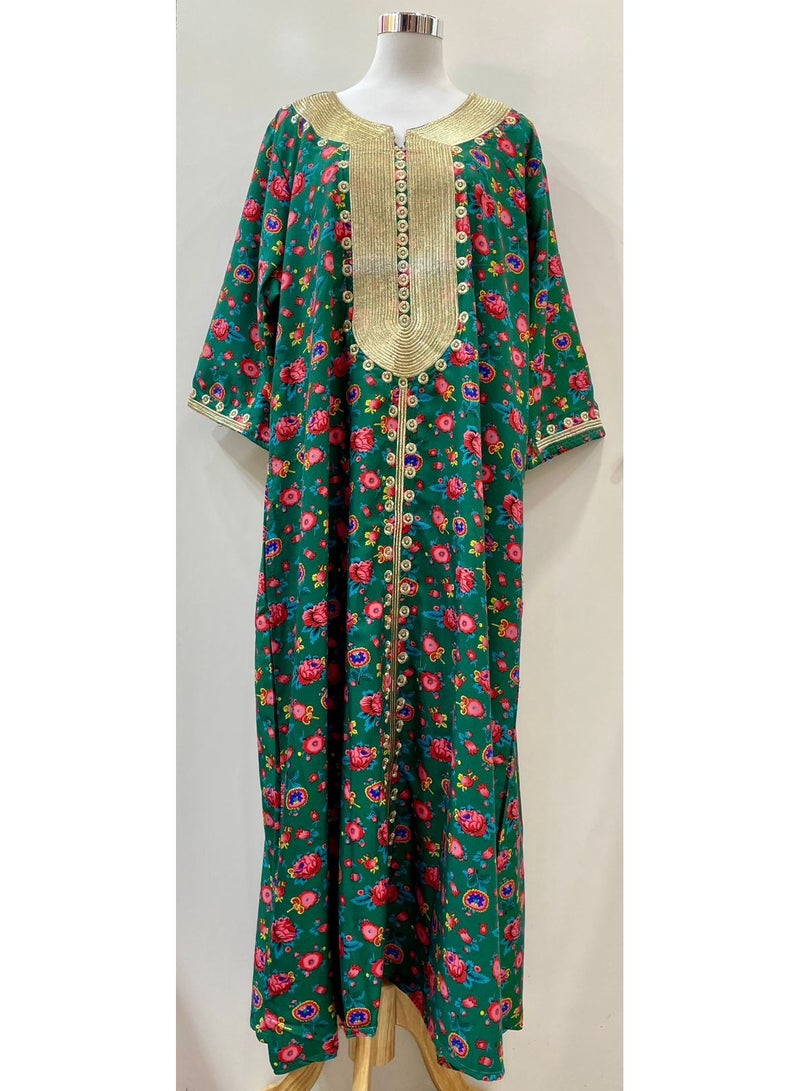 Jalabiya Embroided Dress Green Color