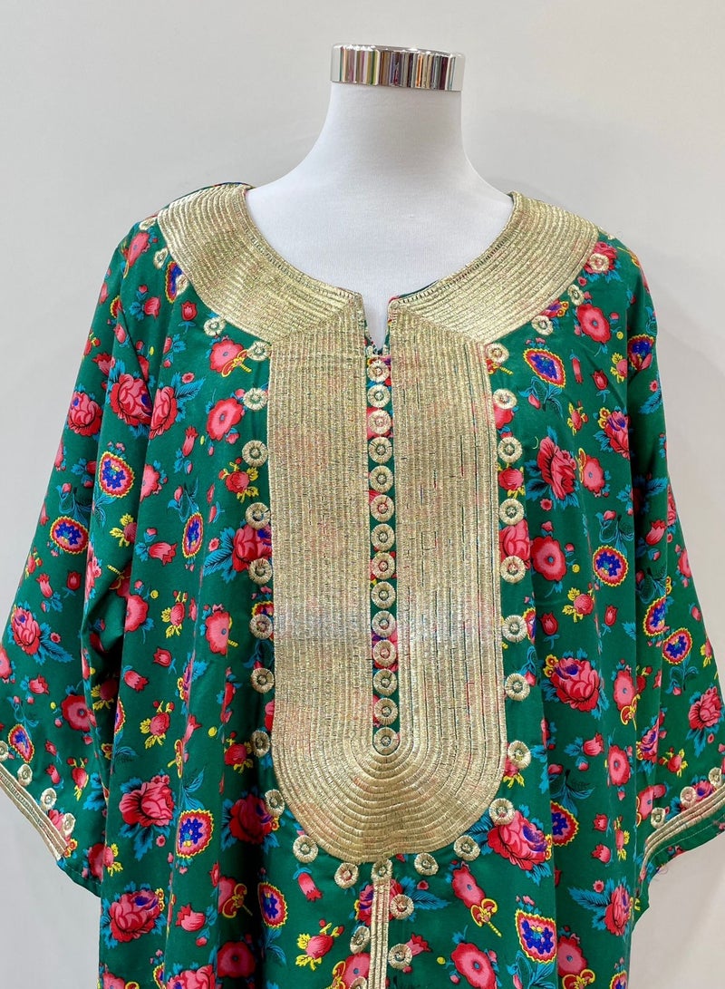 Jalabiya Embroided Dress Green Color