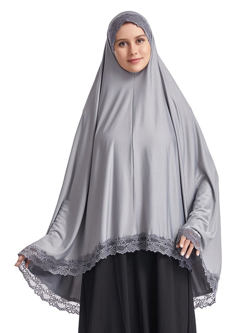 Women's Solid Color Hijab Stretch Long Scarf Grey