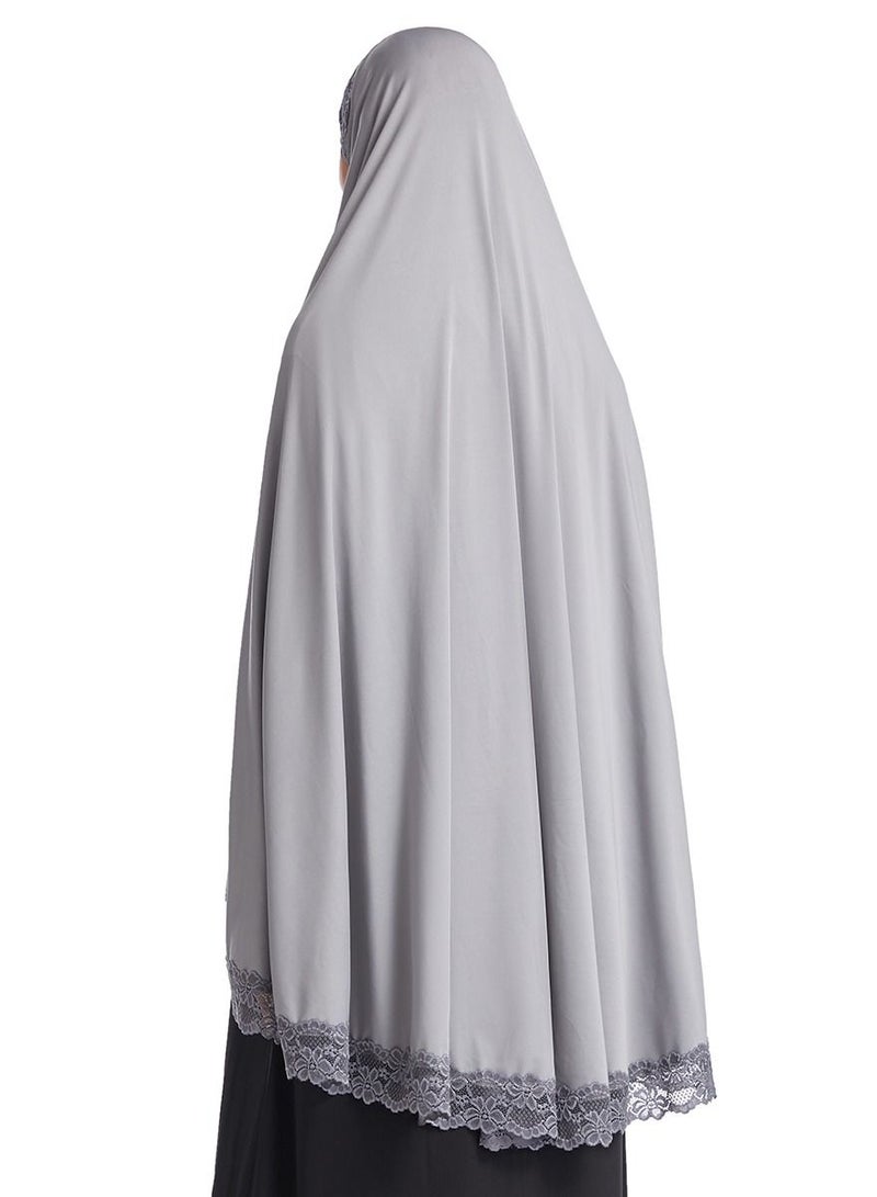 Women's Solid Color Hijab Stretch Long Scarf Grey