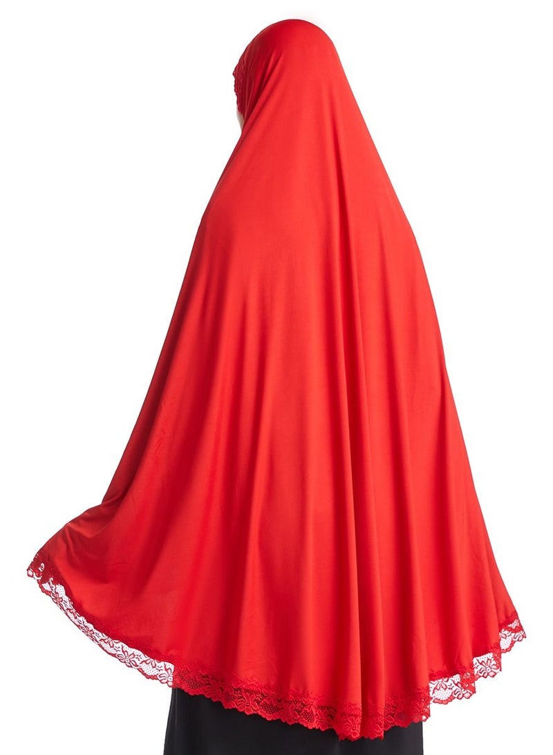 Women's Solid Color Hijab Stretch Long Scarf Red