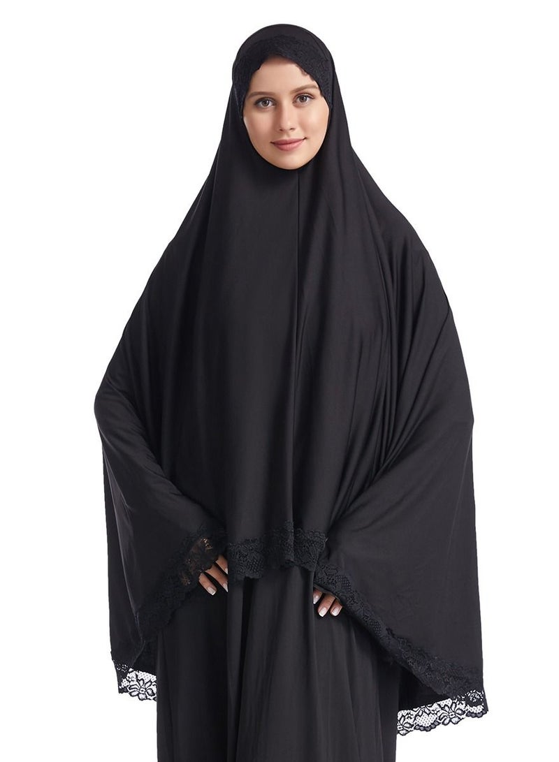 Women's Solid Color Hijab Stretch Long Scarf Black