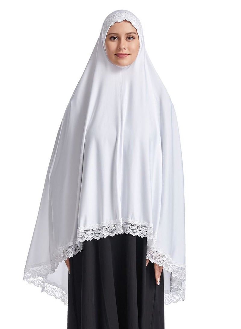 Women's Solid Color Hijab Stretch Long Scarf White