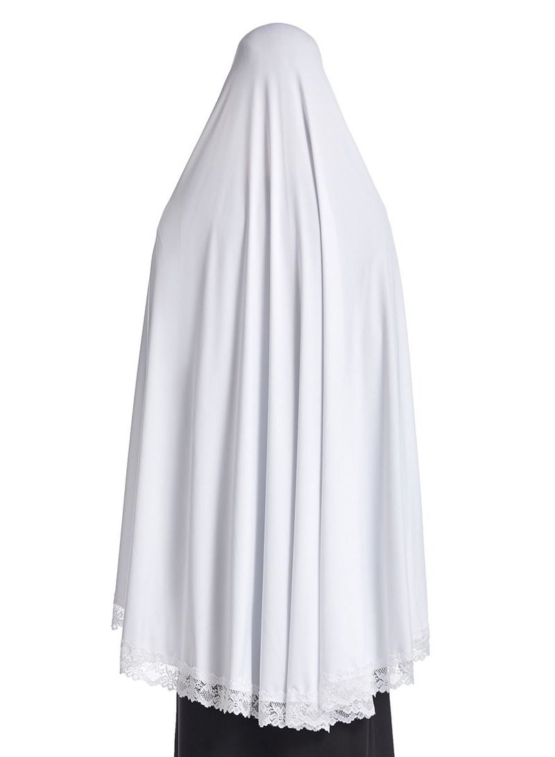 Women's Solid Color Hijab Stretch Long Scarf White