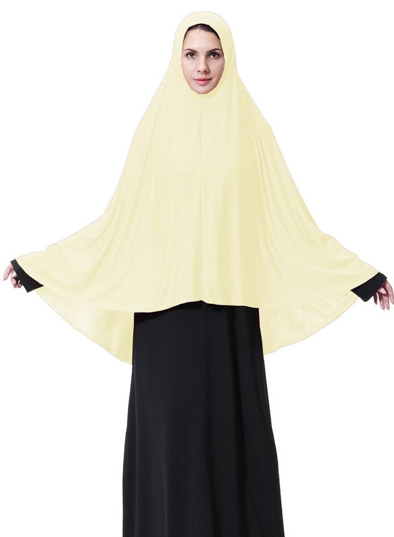 Women's Traditional Solid Color Long Hijab Casual Raglan Sleeve Shawl With Hijab Light Beige