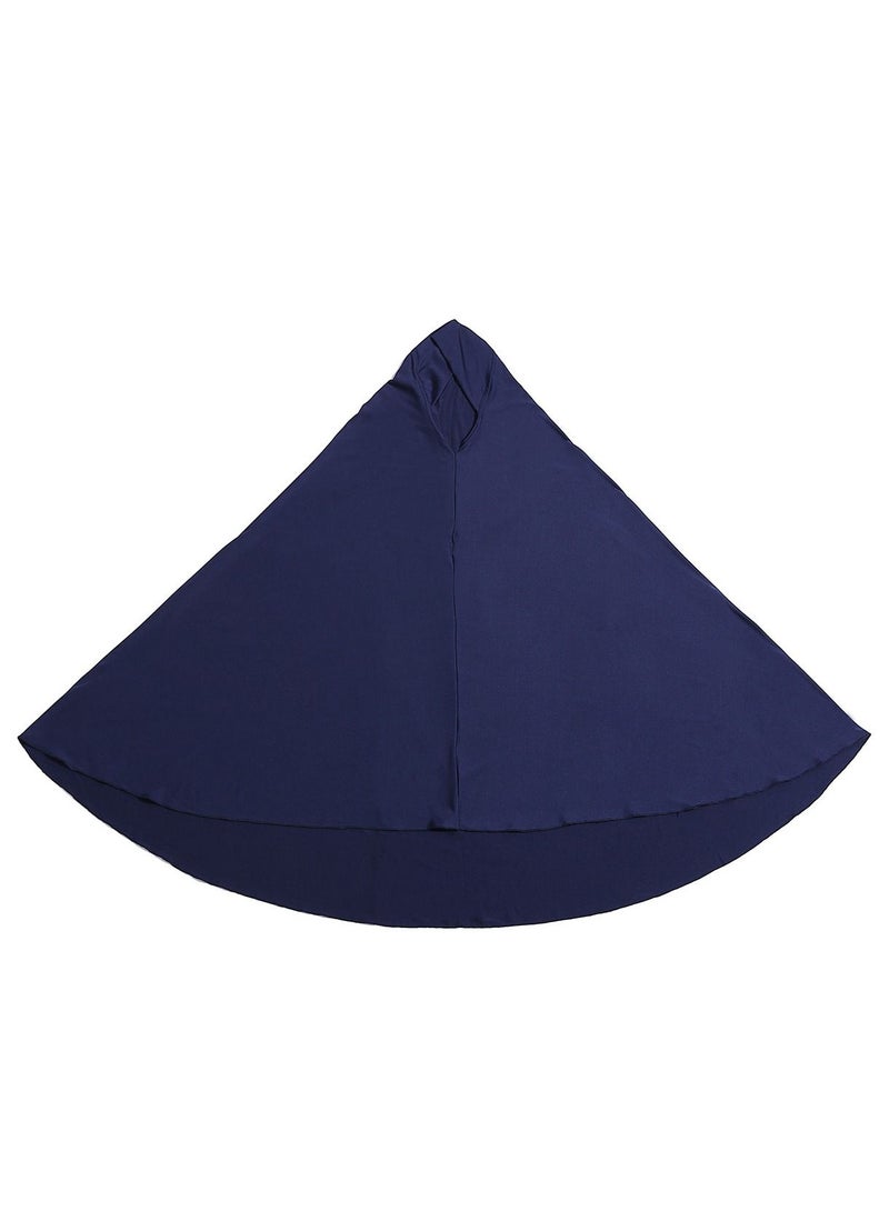 Women's Traditional Solid Color Long Hijab Casual Raglan Sleeve Shawl With Hijab Navy Blue