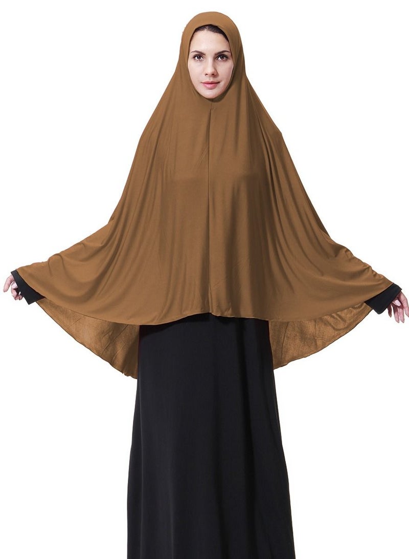 Women's Traditional Solid Color Long Hijab Casual Raglan Sleeve Shawl With Hijab Camel