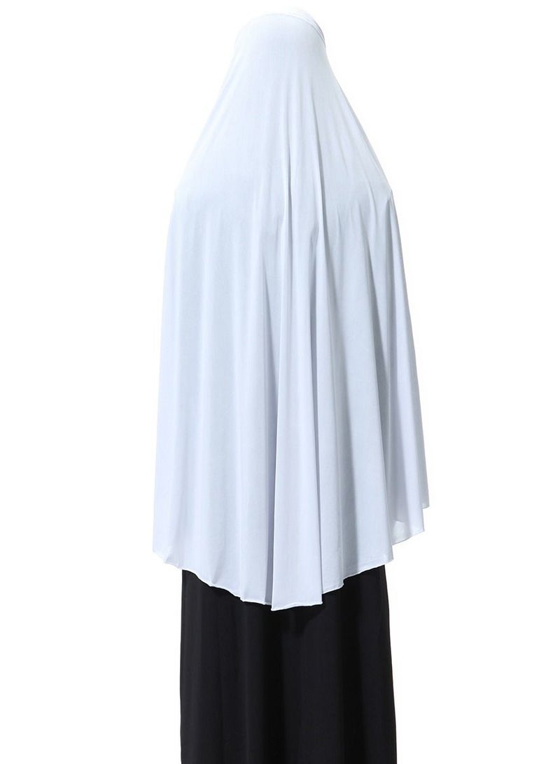 Women's Traditional Solid Color Long Hijab Casual Raglan Sleeve Shawl With Hijab White