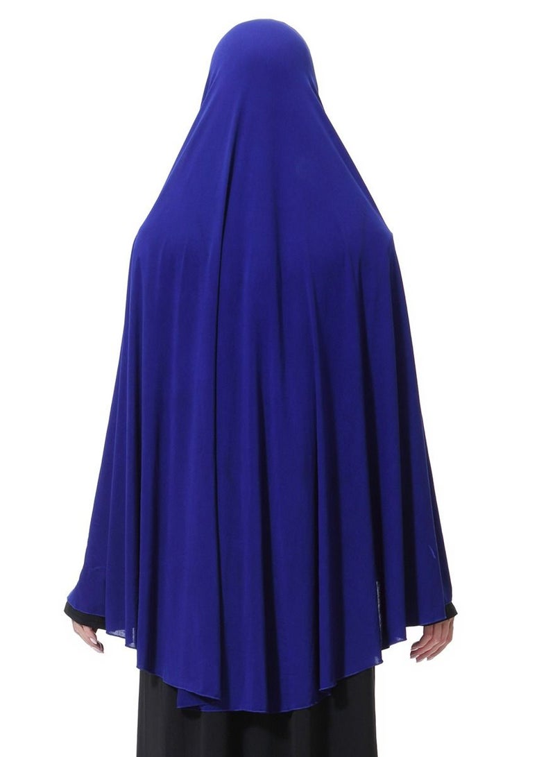 Women's Traditional Solid Color Long Hijab Casual Raglan Sleeve Shawl With Hijab Blue