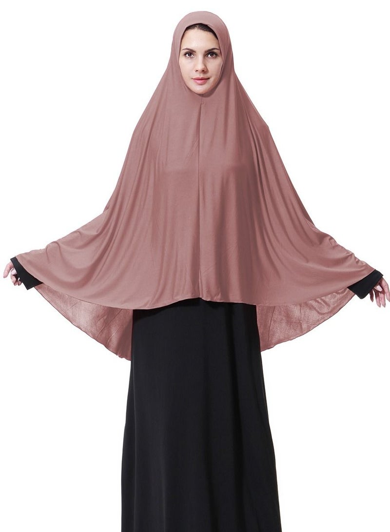 Women's Traditional Solid Color Long Hijab Casual Raglan Sleeve Shawl With Hijab Dusty Pink