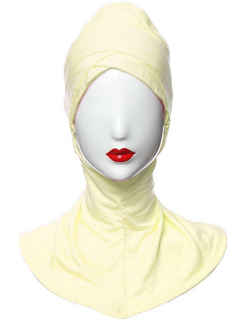 Muslim Women's Traditional Solid Color Modal Hijab Inner Cap Beige