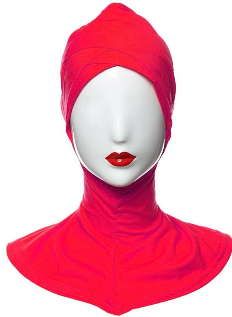 Muslim Women's Traditional Solid Color Modal Hijab Inner Cap Red