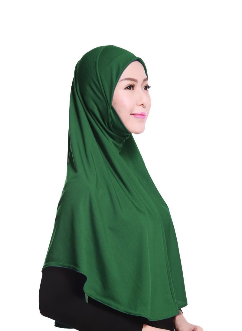 Women's Solid Color Long Hijab Casual Raglan Sleeve Shawl With Hijab Army Green