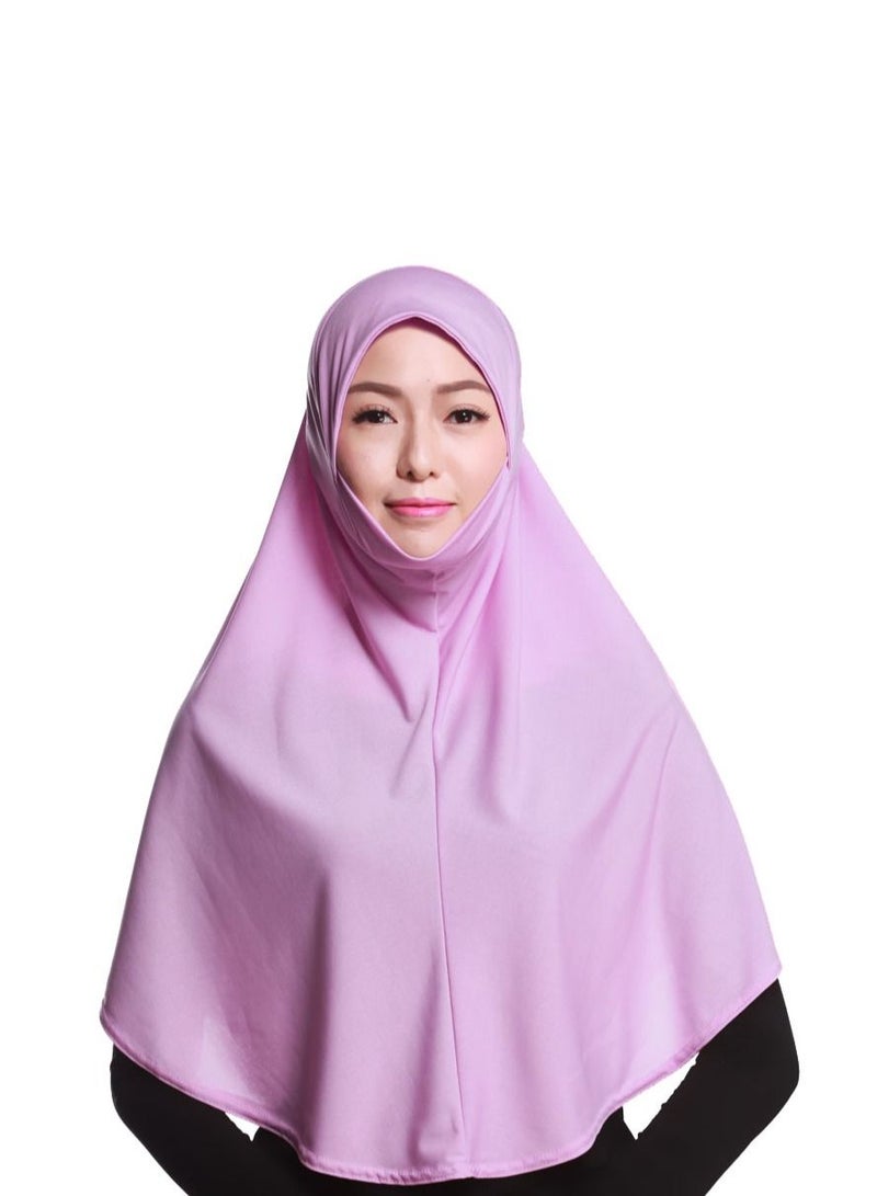 Women's Solid Color Long Hijab Casual Raglan Sleeve Shawl With Hijab Dark Pink