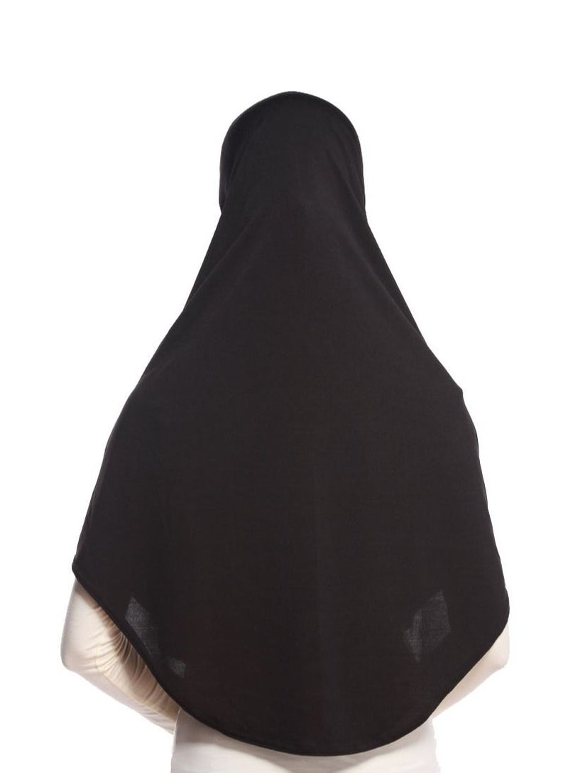 Women's Solid Color Long Hijab Casual Raglan Sleeve Shawl With Hijab Black