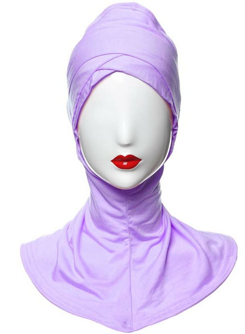 Muslim Women's Traditional Solid Color Modal Hijab Inner Cap Lavender Purple