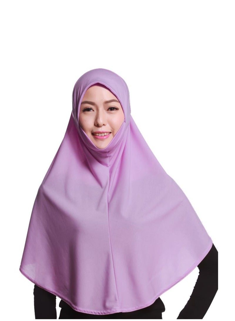 Women's Solid Color Long Hijab Casual Raglan Sleeve Shawl With Hijab Lavender Purple