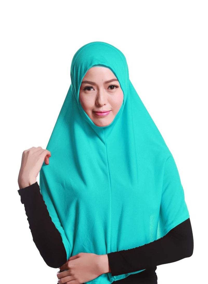 Women's Solid Color Long Hijab Casual Raglan Sleeve Shawl With Hijab Cornflower Blue