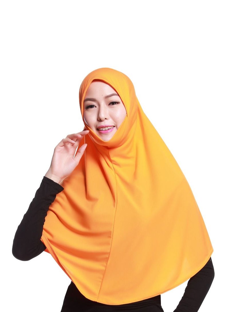 Women's Solid Color Long Hijab Casual Raglan Sleeve Shawl With Hijab Orange