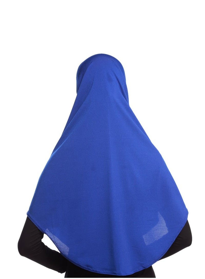 Women's Solid Color Long Hijab Casual Raglan Sleeve Shawl With Hijab Blue