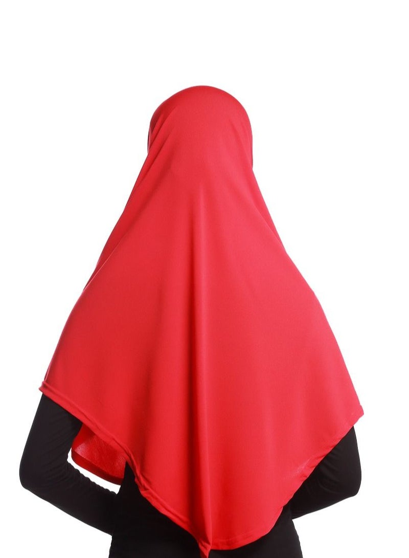 Women's Solid Color Long Hijab Casual Raglan Sleeve Shawl With Hijab Red