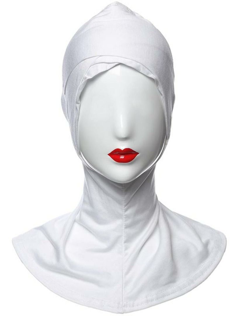 Muslim Women's Traditional Solid Color Modal Hijab Inner Cap White