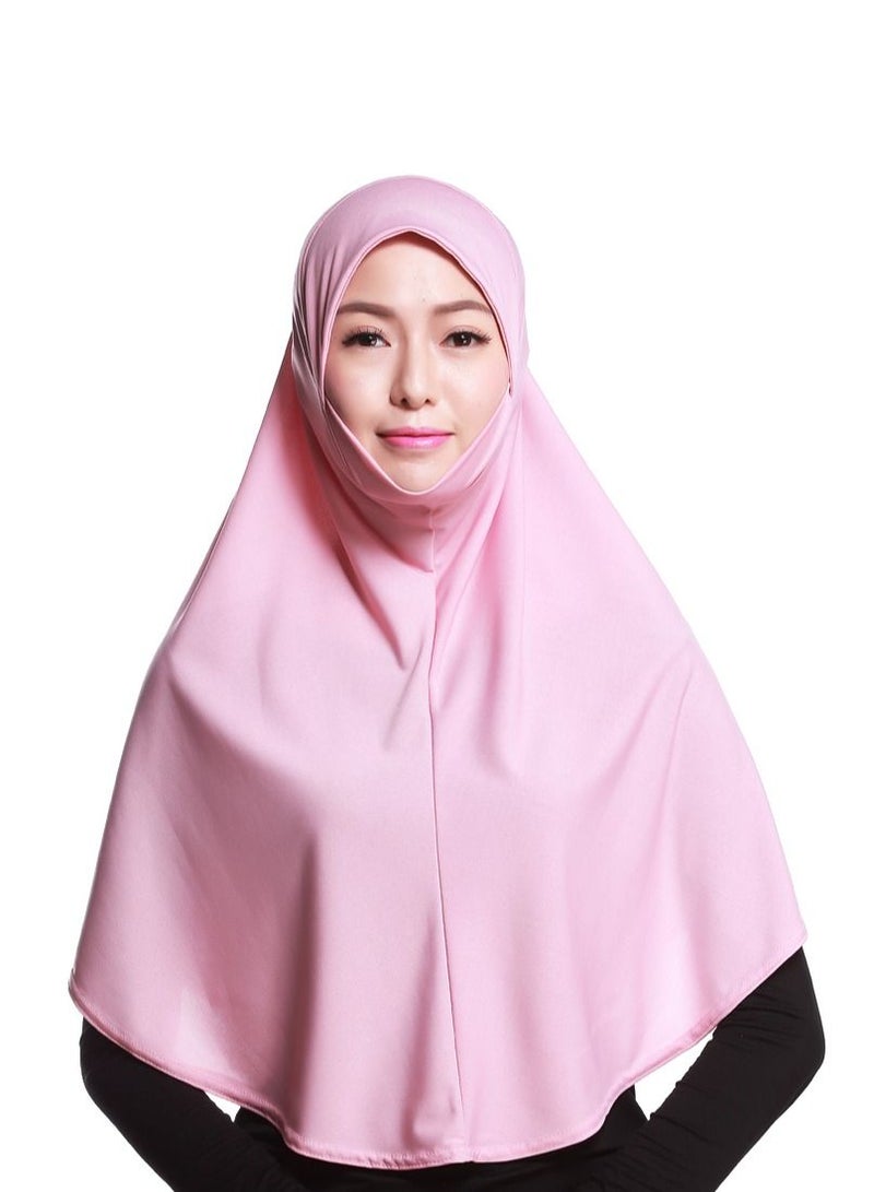 Women's Solid Color Long Hijab Casual Raglan Sleeve Shawl With Hijab Pink