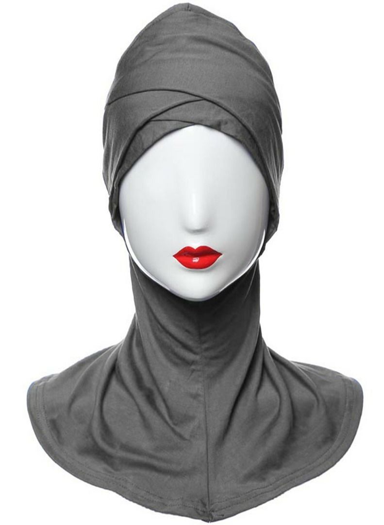 Muslim Women's Traditional Solid Color Modal Hijab Inner Cap Grey