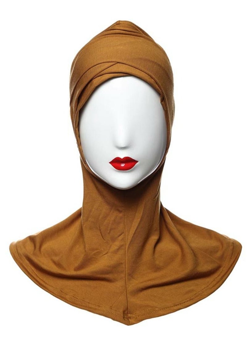 Muslim Women's Traditional Solid Color Modal Hijab Inner Cap Camel